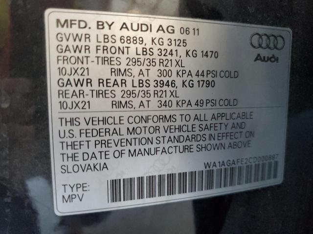 WA1AGAFE2CD000887 - 2012 AUDI Q7 PRESTIGE BLACK photo 13