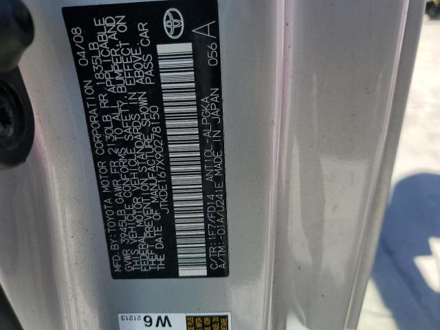 JTKDE167X90278150 - 2009 TOYOTA SCION TC 银色 照片 12