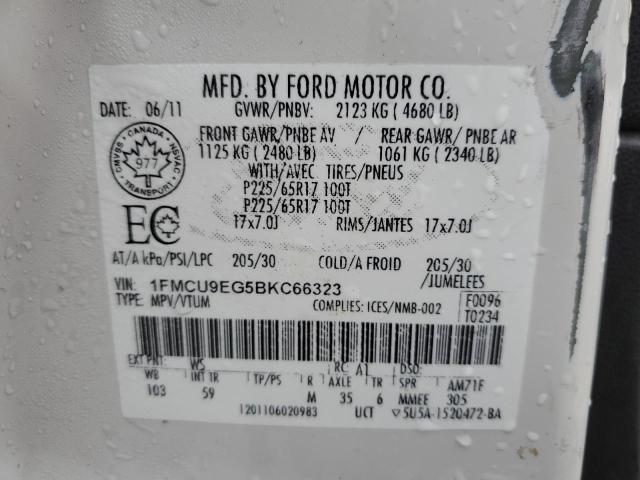 1FMCU9EG5BKC66323 - 2011 FORD ESCAPE LIMITED WHITE photo 12