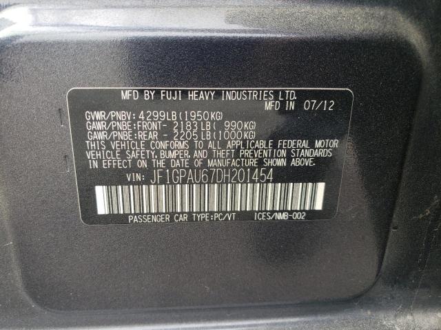 JF1GPAU67DH201454 - 2013 SUBARU IMPREZA SPORT LIMITED GRAY photo 12