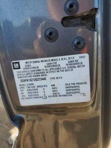 3GNFK16Z12G273440 - 2002 CHEVROLET SUBURBAN K1500 GRAY photo 13