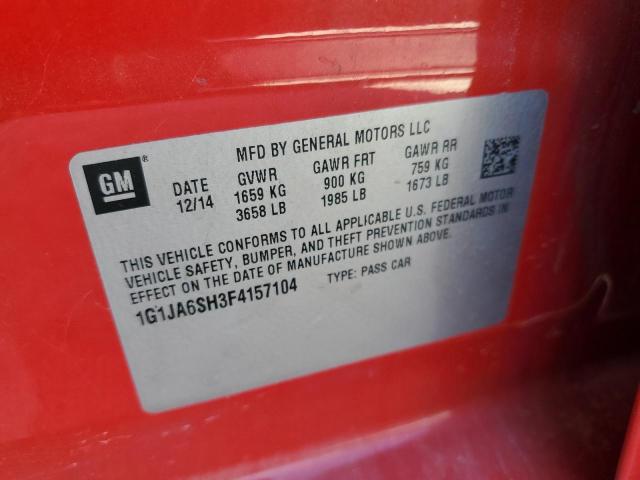 1G1JA6SH3F4157104 - 2015 CHEVROLET SONIC LS წითელი ფოტო 12