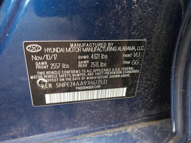 5NPE24AA9JH672531 - 2018 HYUNDAI SONATA ECO BLUE photo 12