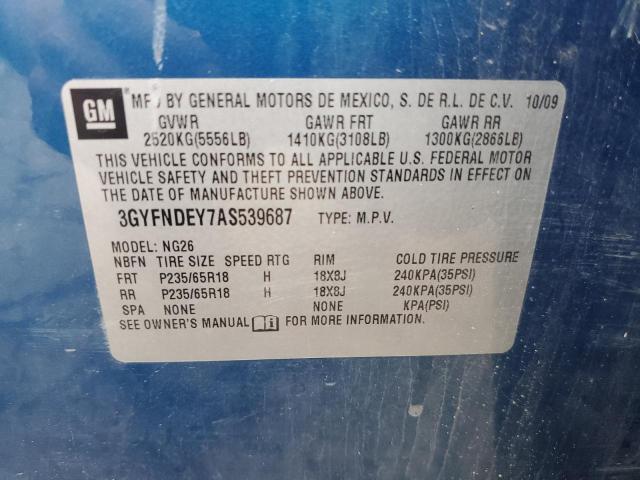 3GYFNDEY7AS539687 - 2010 CADILLAC SRX LUXURY COLLECTION BLUE photo 13