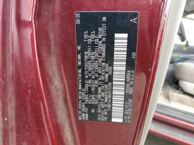 5TBBT44186S475288 - 2006 TOYOTA TUNDRA ACCESS CAB SR5 RED photo 12