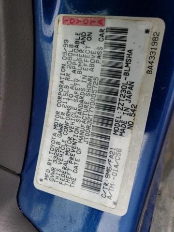 JTDDR32T7Y0005725 - 2000 TOYOTA CELICA GT BLUE photo 12