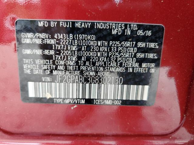 JF2GPABC3G8302130 - 2016 SUBARU CROSSTREK PREMIUM RED photo 14