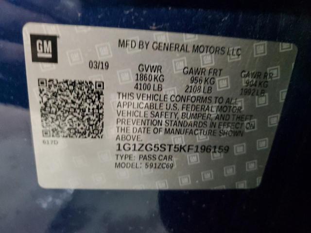 1G1ZG5ST5KF196159 - 2019 CHEVROLET MALIBU RS BLUE photo 13