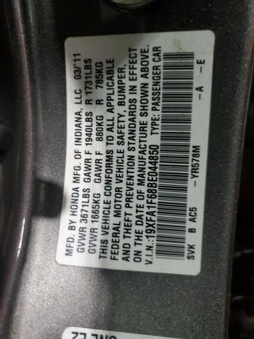 19XFA1F68BE044850 - 2011 HONDA CIVIC LX-S 灰色 照片 12