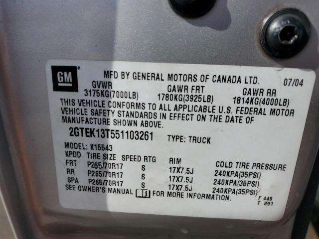 2GTEK13T551103261 - 2005 GMC NEW SIERRA K1500 TAN photo 12