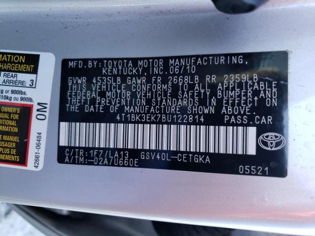 4T1BK3EK7BU122814 - 2011 TOYOTA CAMRY LE/X SE SILVER photo 12