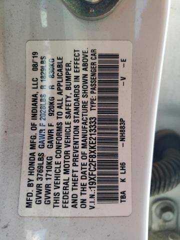 19XFC2F8XKE213333 - 2019 HONDA CIVIC SPORT 白色 照片 12