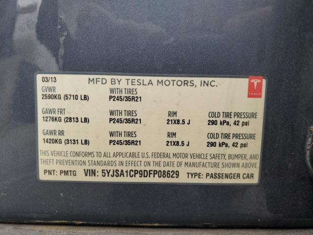 5YJSA1CP9DFP08629 - 2013 TESLA MODEL S GRAY photo 12