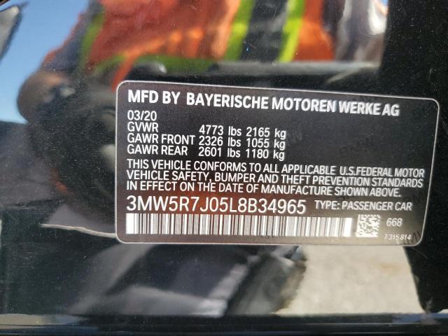 3MW5R7J05L8B34965 - 2020 BMW 330XI BLACK photo 12