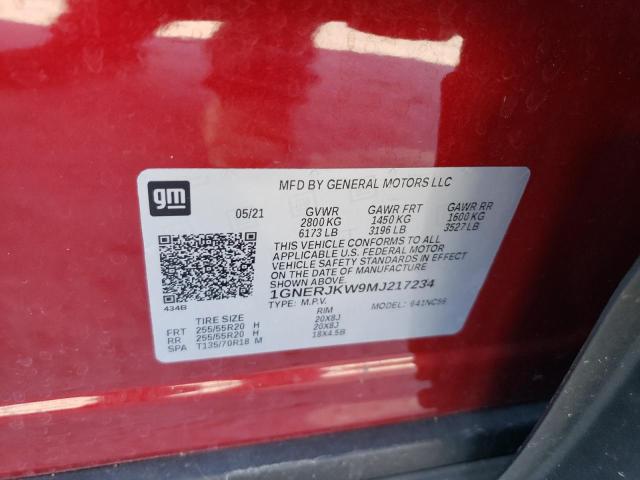 1GNERJKW9MJ217234 - 2021 CHEVROLET TRAVERSE RS RED photo 13