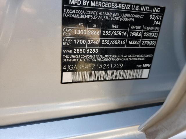 4JGAB54E71A261229 - 2001 MERCEDES-BENZ ML 320 GRAY photo 12