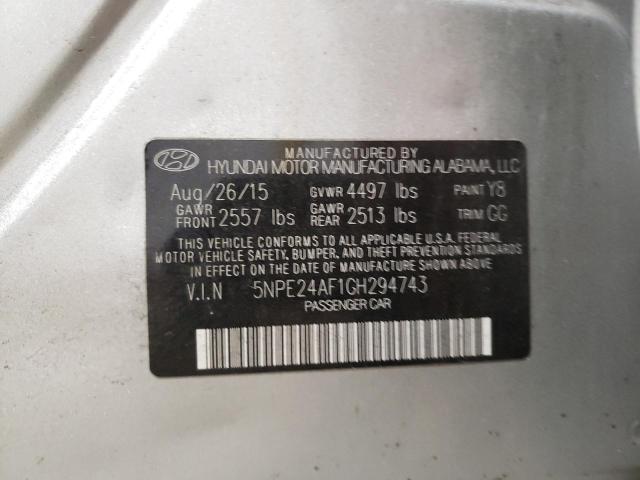 5NPE24AF1GH294743 - 2016 HYUNDAI SONATA SE SILVER photo 13