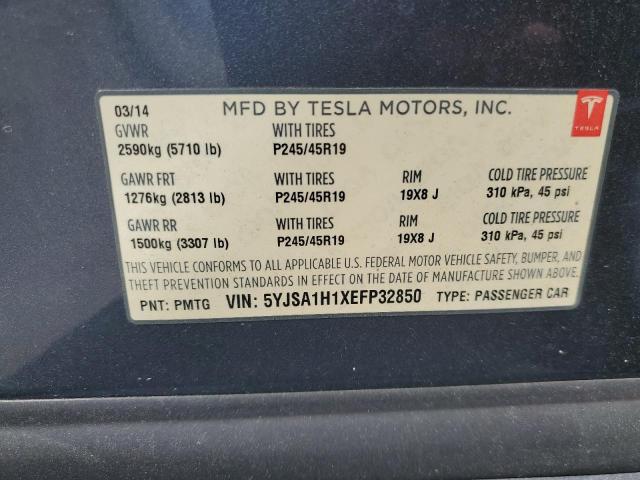 5YJSA1H1XEFP32850 - 2014 TESLA MODEL S Մոխրագույն լուսանկար 12