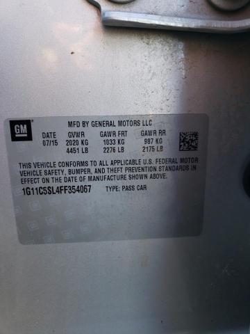 1G11C5SL4FF354067 - 2015 CHEVROLET MALIBU 1LT 银色 照片 12