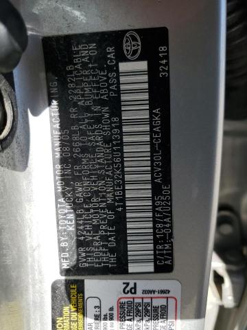 4T1BE32K56U113918 - 2006 TOYOTA CAMRY LE SILVER photo 12