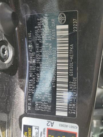 4T1BK3DB3BU391023 - 2011 TOYOTA AVALON BASE 黑色 照片 12