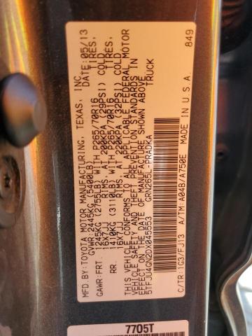 5TFJU4GN2DX045553 - 2013 TOYOTA TACOMA DOUBLE CAB PRERUNNER GRAY photo 12