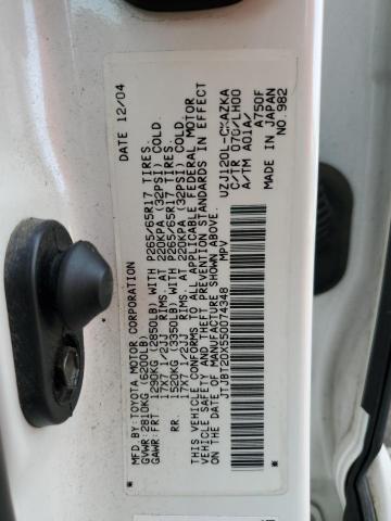 JTJBT20X550074348 - 2005 LEXUS GX 470 WHITE photo 13