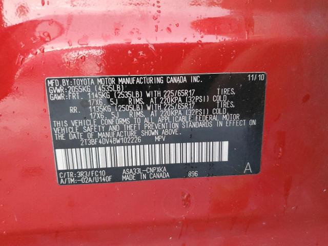 2T3BF4DV4BW102226 - 2011 TOYOTA RAV 4 RED photo 13