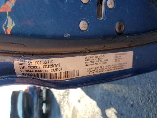 2C3CDZFJXLH209546 - 2020 DODGE CHALLENGER R/T SCAT PACK BLUE photo 13