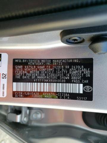 4T1T11AKXRU849599 - 2024 TOYOTA CAMRY SE NIGHT SHADE SILVER photo 12