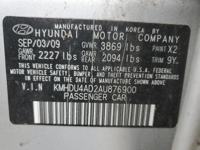 KMHDU4AD2AU876900 - 2010 HYUNDAI ELANTRA BLUE SILVER photo 12