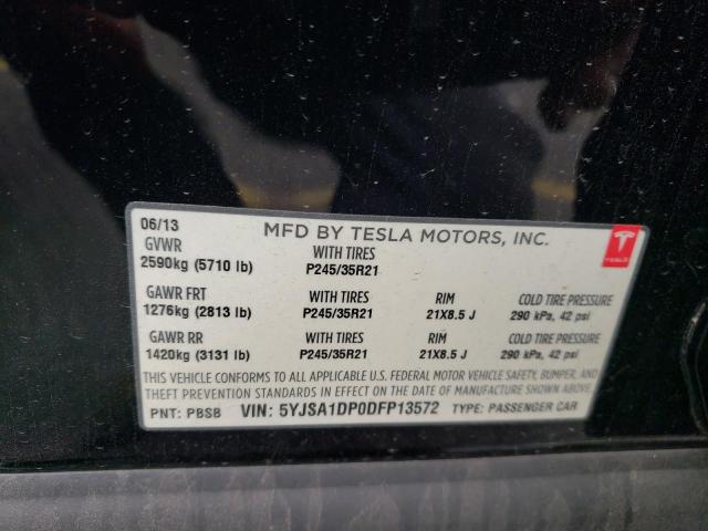 5YJSA1DP0DFP13572 - 2013 TESLA MODEL S Սև լուսանկար 12