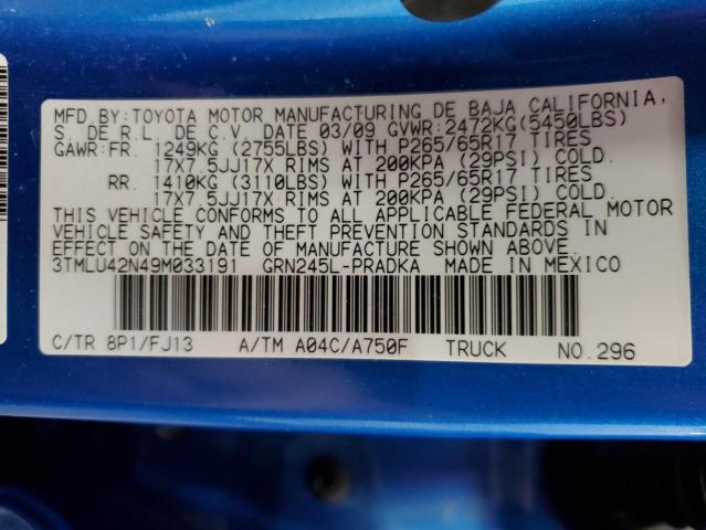 3TMLU42N49M033191 - 2009 TOYOTA TACOMA DOUBLE CAB 蓝色 照片 12