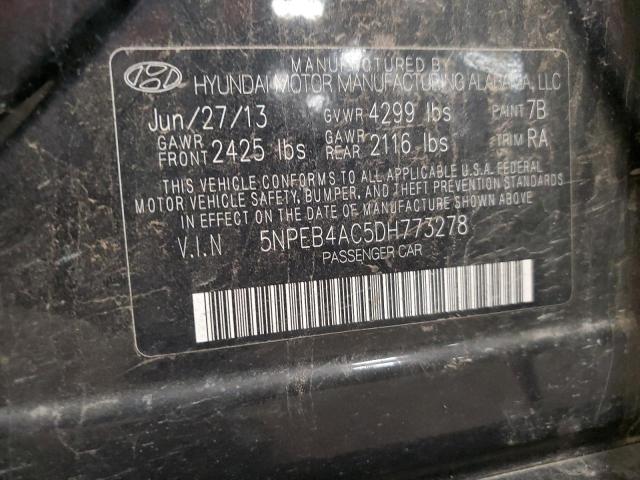 5NPEB4AC5DH773278 - 2013 HYUNDAI SONATA GLS BLACK photo 13