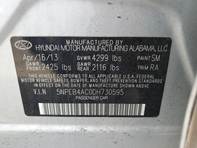 5NPEB4AC0DH730595 - 2013 HYUNDAI SONATA GLS SILVER photo 12