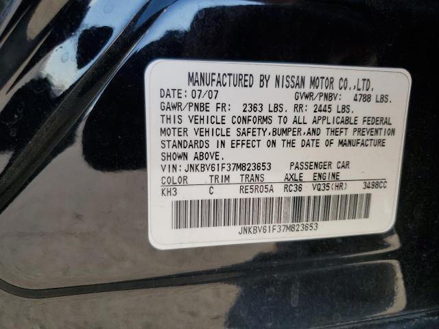 JNKBV61F37M823653 - 2007 INFINITI G35 BLACK photo 12