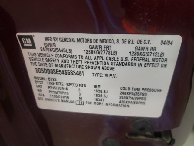 3G5DB03E54S583481 - 2004 BUICK RENDEZVOUS CX MAROON photo 13