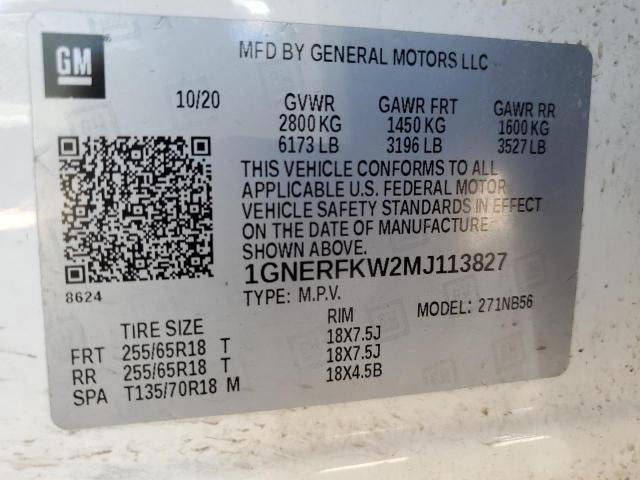 1GNERFKW2MJ113827 - 2021 CHEVROLET TRAVERSE LS WHITE photo 14