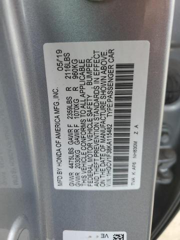 1HGCV1F38KA115482 - 2019 HONDA ACCORD SPORT SILVER photo 13