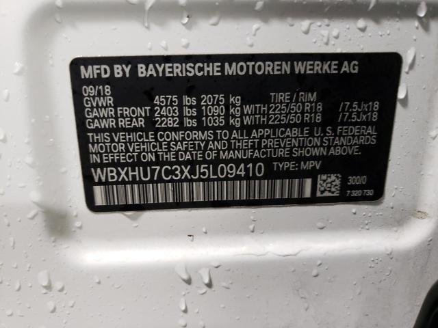 WBXHU7C3XJ5L09410 - 2018 BMW X1 SDRIVE28I WHITE photo 12