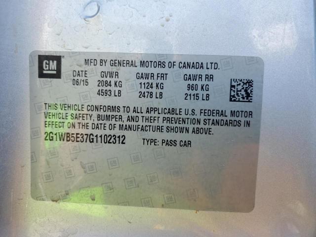 2G1WB5E37G1102312 - 2016 CHEVROLET IMPALA LIM LT SILVER photo 12