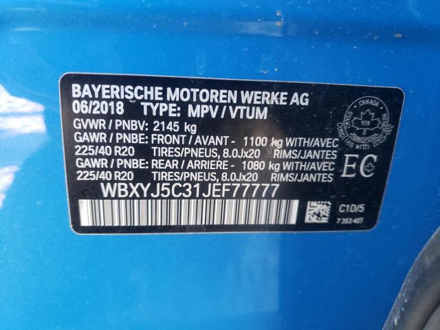 WBXYJ5C31JEF77777 - 2018 BMW X2 XDRIVE28I BLUE photo 12