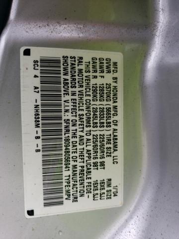 5FNRL18094B056941 - 2004 HONDA ODYSSEY EX SILVER photo 13