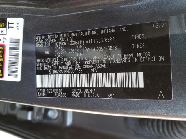 5TDHZRAHXMS061165 - 2021 TOYOTA HIGHLANDER XLE Boz foto 13