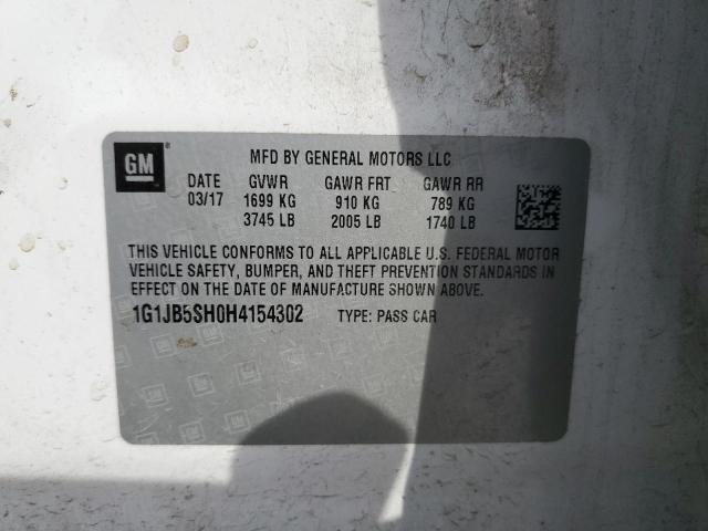 1G1JB5SH0H4154302 - 2017 CHEVROLET SONIC LS Ağ foto 12