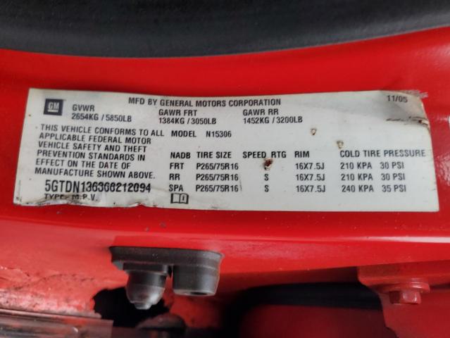5GTDN136368212094 - 2006 HUMMER H3 Rouge photo 13