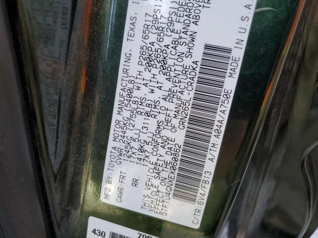 5TFTU4GNXEX060862 - 2014 TOYOTA TACOMA PRERUNNER ACCESS CAB GREEN photo 13