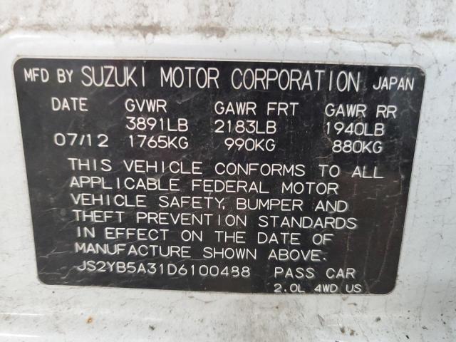 JS2YB5A31D6100488 - 2013 SUZUKI SX4 WHITE photo 12