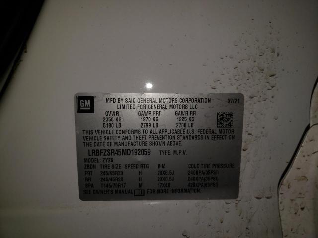 LRBFZSR45MD192059 - 2021 BUICK ENVISION AVENIR WHITE photo 13