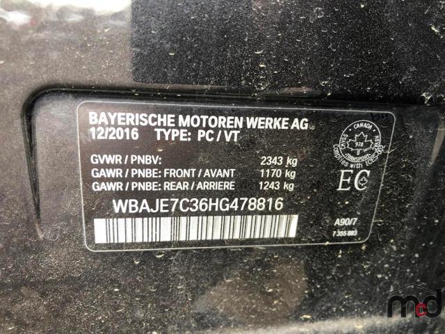 WBAJE7C36HG478816 - 2017 BMW 540 XI BLACK photo 9